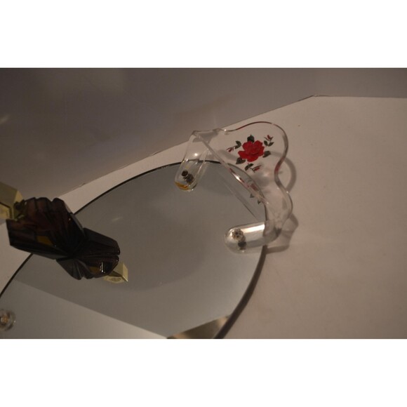 Vintage Glass Tray with Flowers Vanity Dresser - Picture 3 of 9